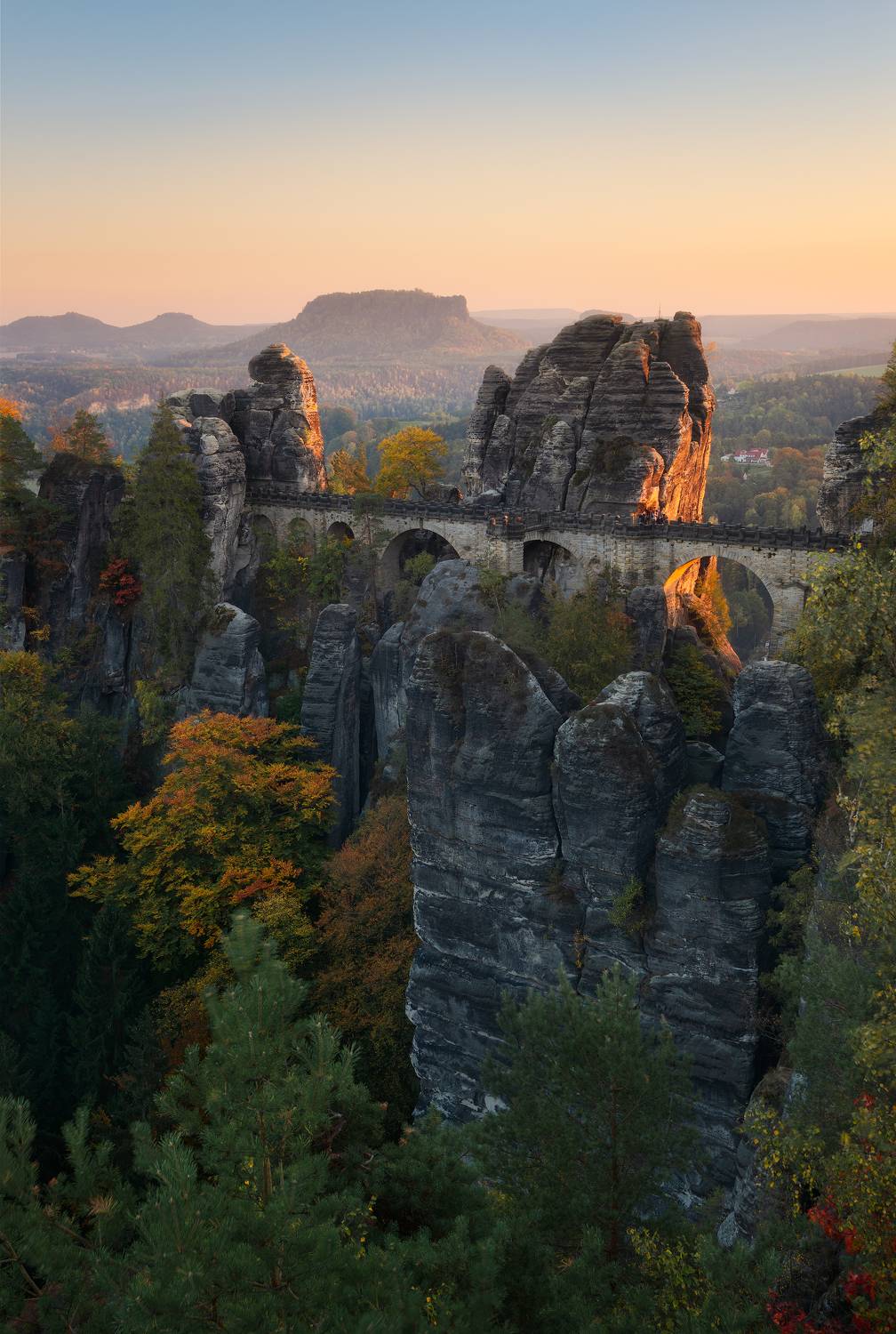 скалы, горы, германия, саксонская швейцария, парк, мост, бастай, рассвет, утро, закат, вечер, germany, sunrise, morning, sunset, evening, rocks, rock, bastei, bridge, national park, saxon, switzerland, Эрнест Вахеди