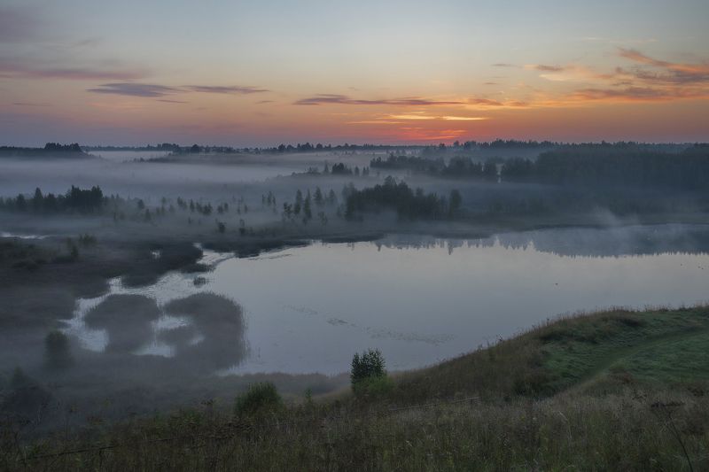 псковская область,городищенское озеро утро Мальской долины фото превью