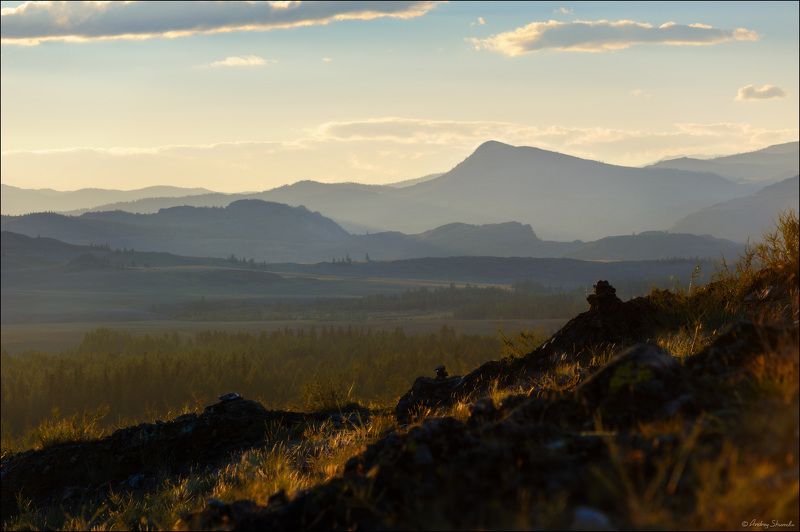 горный алтай, курайская степь, горы, курай В Курайской степи фото превью