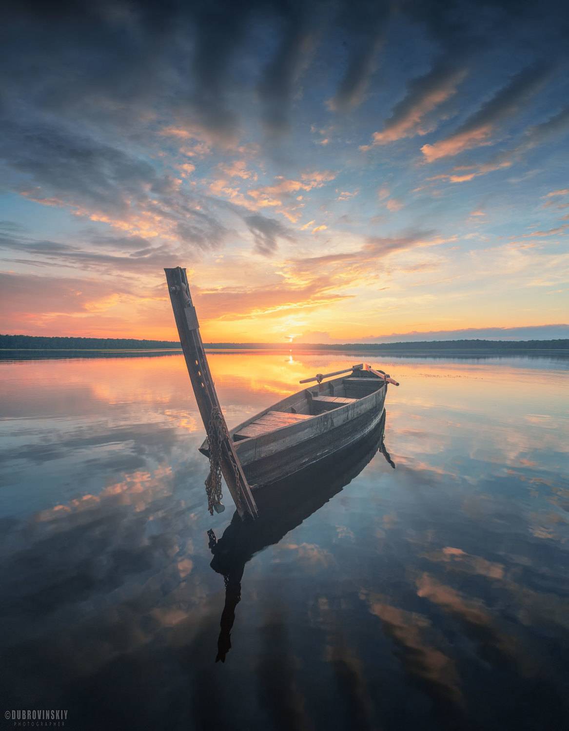лодка, озеро, воймежное, краски, лето, закат, московская область, Дубровинский Михаил