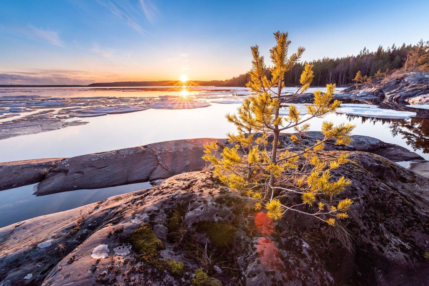 Ладога, скалы, закат, озеро, Evgeniy Khilkevitch