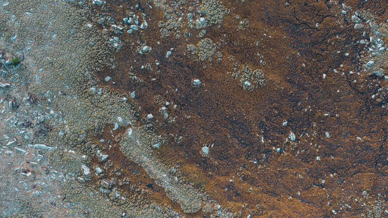 tibet, grass, soil, surface, rocks, drone, bird\'s eye view, aerial, Rusty land фото превью