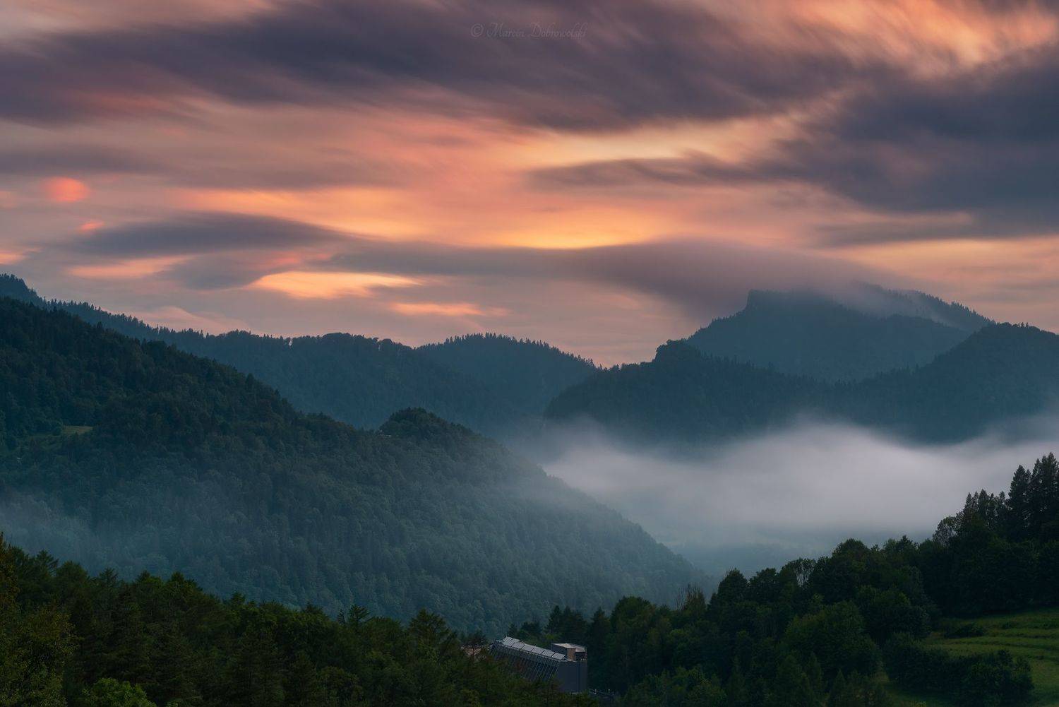 poland, polska, pieniny, sunset, clouds, forest, hotel, trees, dusk, mountains, mountainscape, landscape, nikon, beautiful, beskidy, beskids, mountain, three crowns,  Marcin Dobrowolski