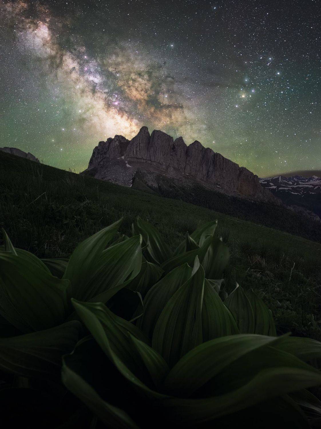 кавказ, горы, тхач, большой тхач, ачешбоки, весна, ночь, астро, астрофото, звезды, млечный путь, адыгея, пейзаж, природа, кавказские горы, milky way, Желтов Глеб