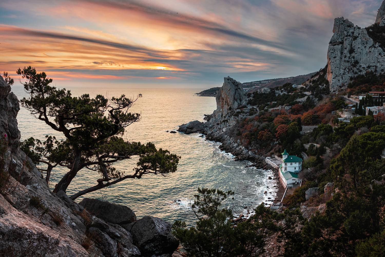 закат море скалы облака Крым Симеиз , Владимир Баранов