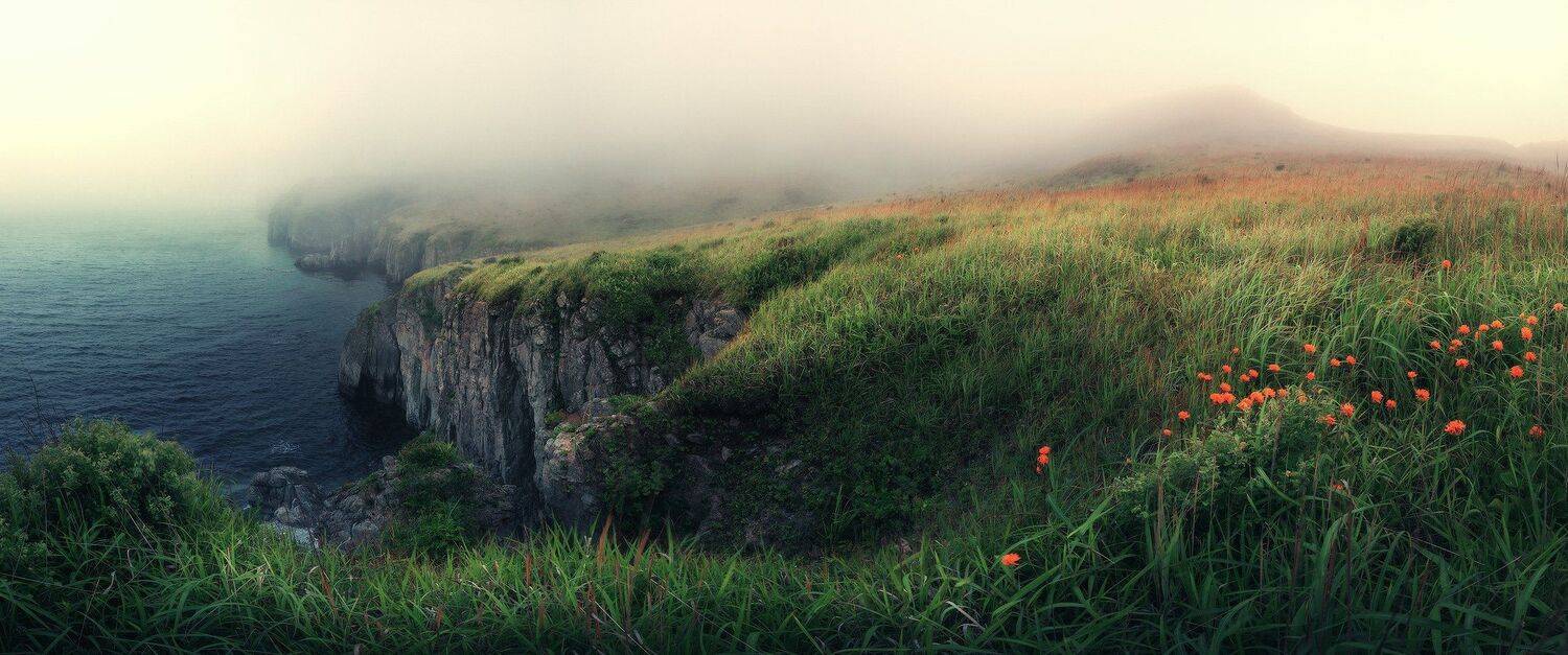 Море, Панорама, Скалы, Туман, Андрей Кровлин