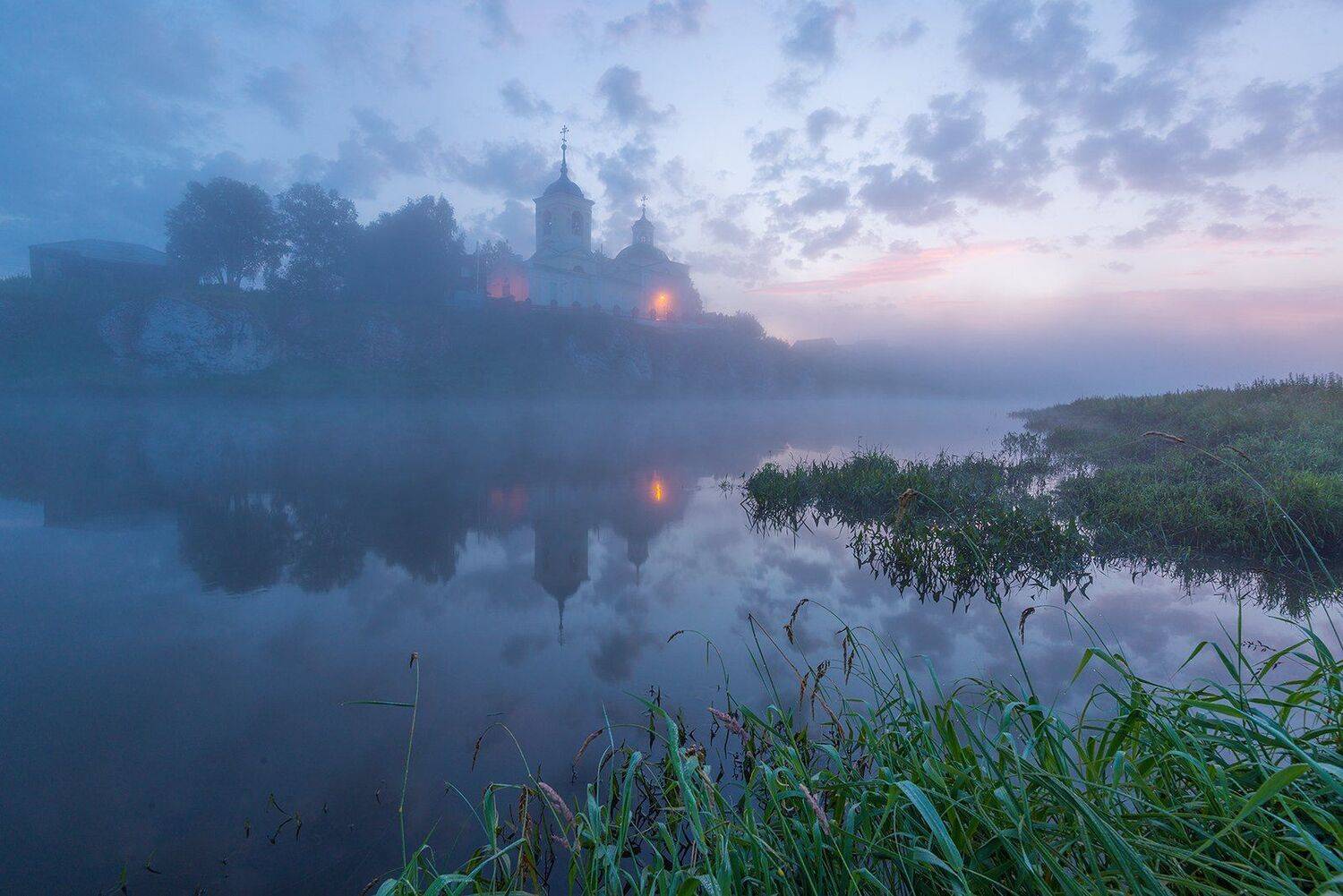 летний пейзаж, пейзаж, рассвет, слобода, средний урал, урал, церковь, чусовая, Вадим Балакин