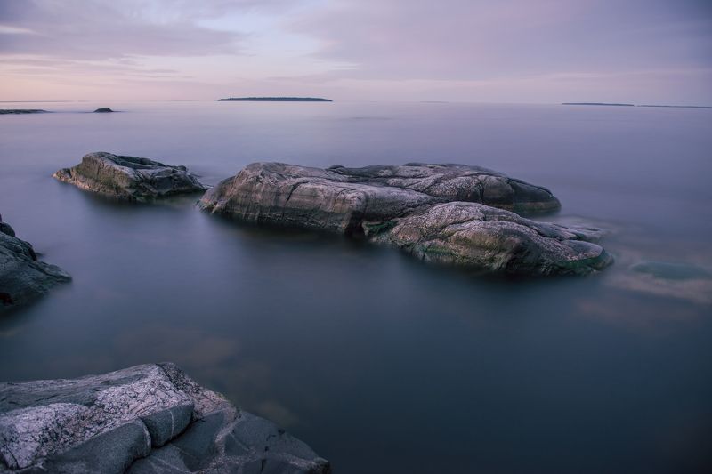 озеро, остров, острова, скалы, тишина, покой, ночь, тихо, Ладога, Карелия, шхеры, путешествия, природа, пейзаж Ночь на Ладоге фото превью