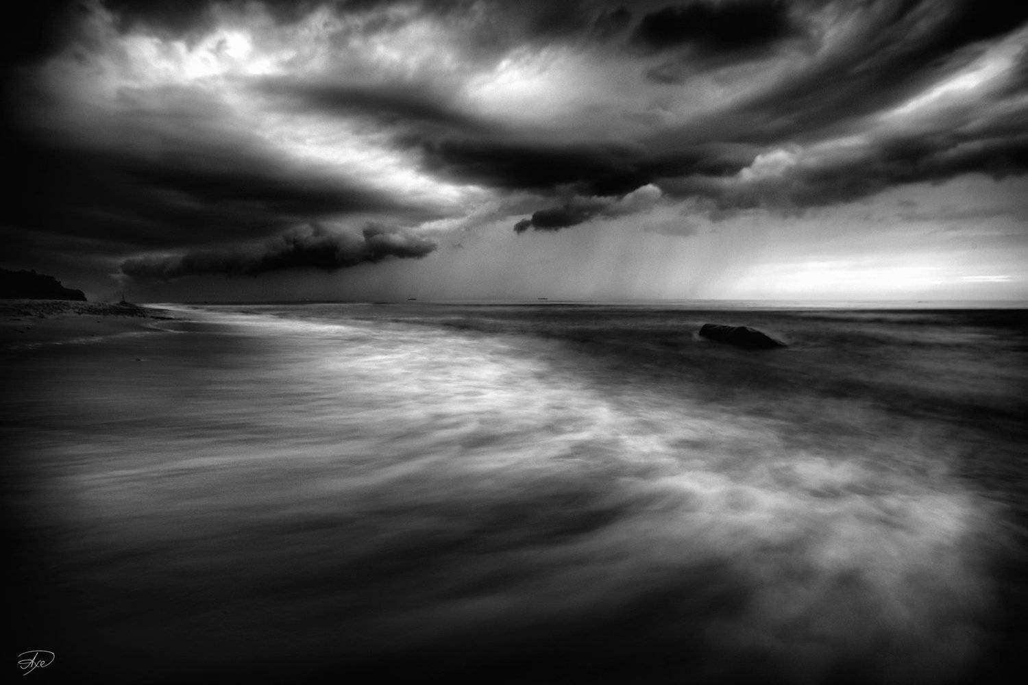 Baltic Sea, Black and white, Landscape, Storm, Руслан Болгов (Axe)