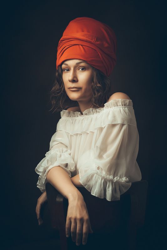 female, girl, nikond750, portrait, woman, The girl in the red headdress фото превью