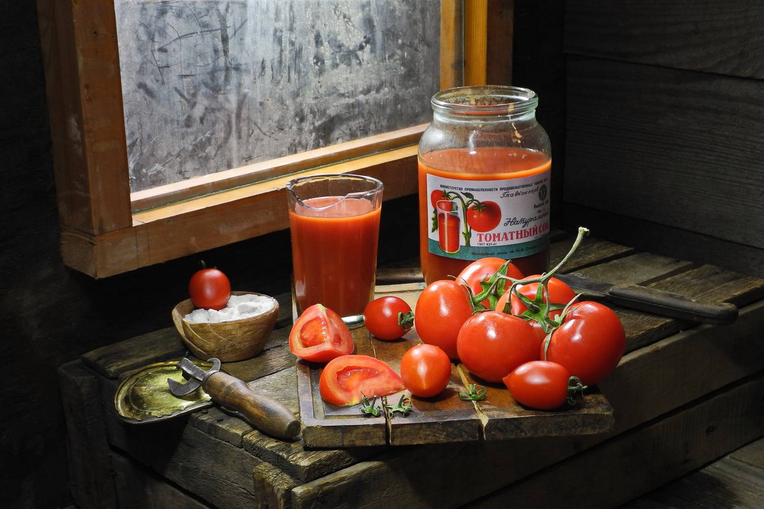 томатный сок, томат, помидоры,стакан, банка, соль,, Сергей Фунтовой