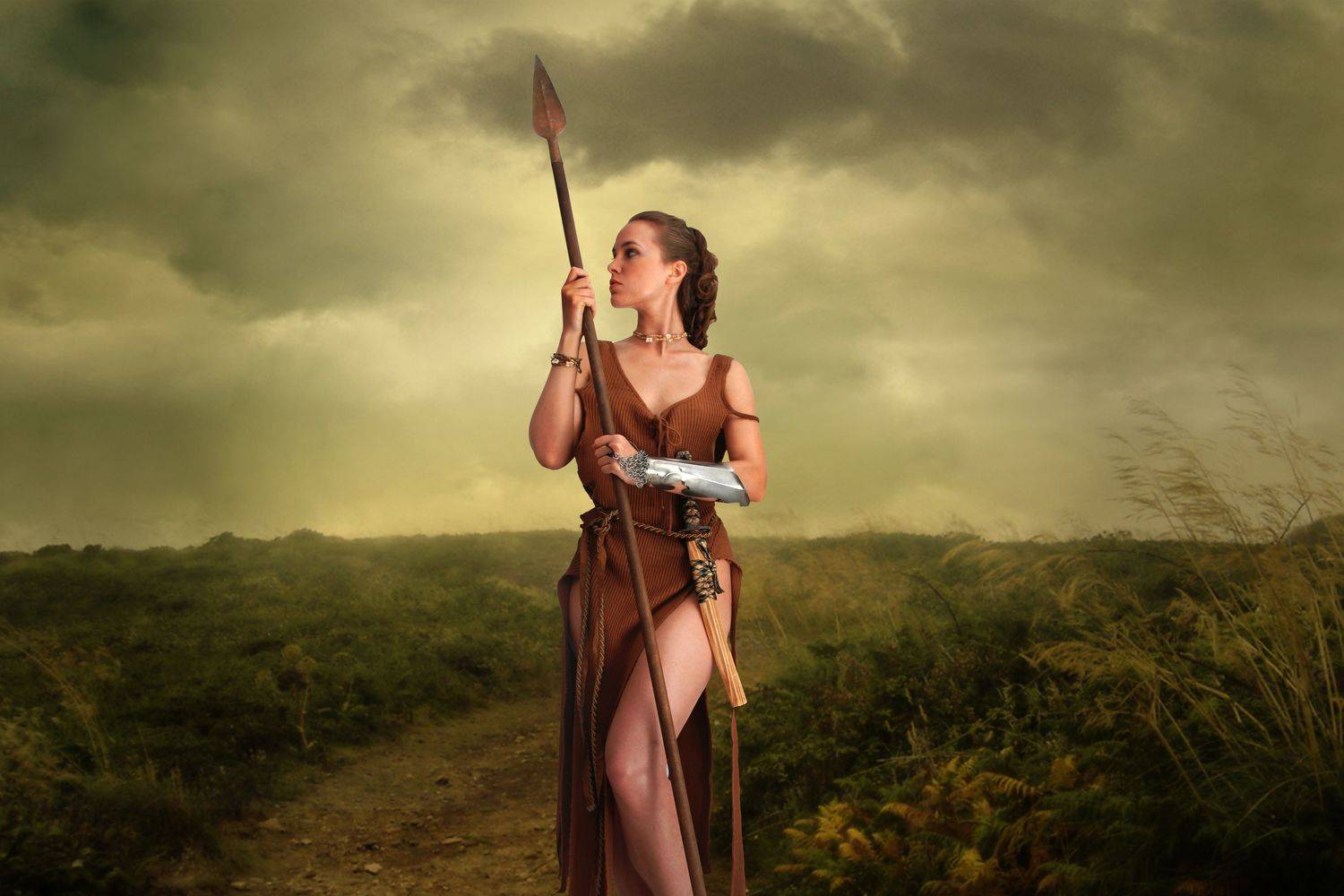 девушка, копье, Sergii Vidov