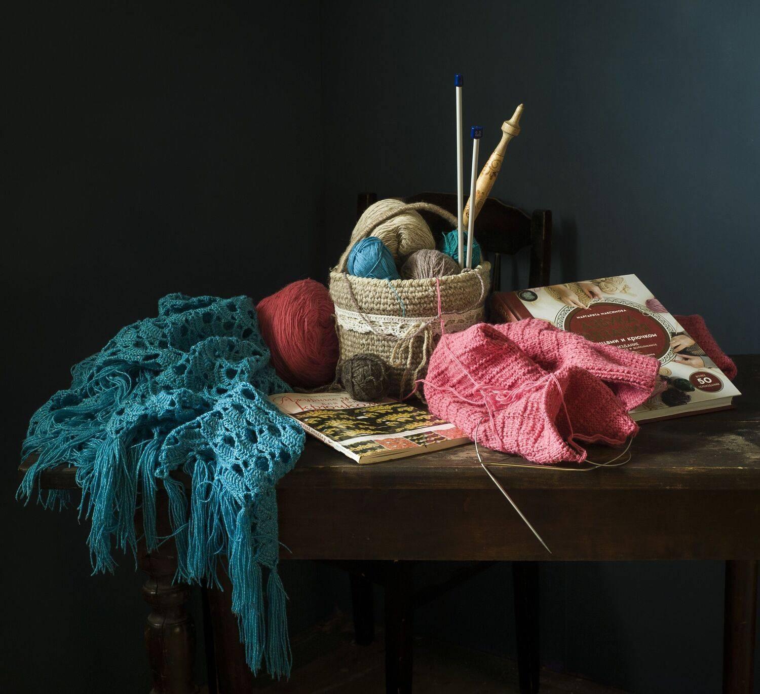 пряжа, рукоделие, спицы, шаль., Oksana Evkodimova