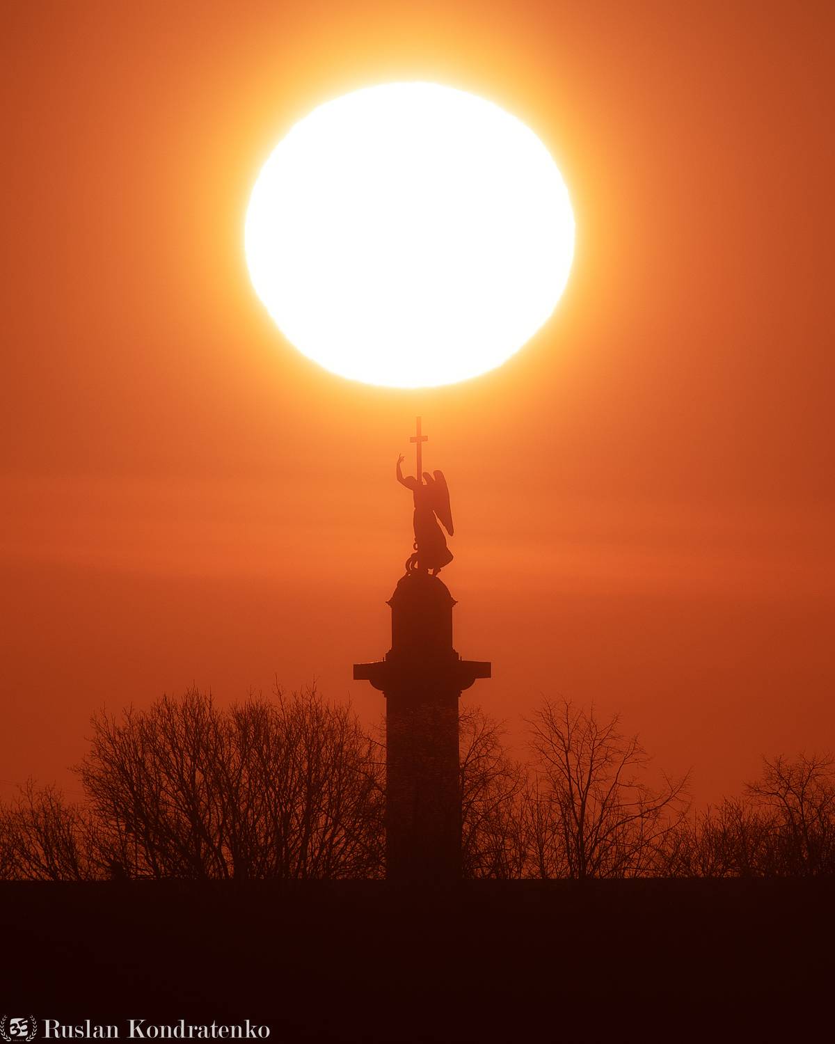 александровская колонна, ангел, санкт-петербург, рассвет, закат, прострел, силуэт, Кондратенко Руслан