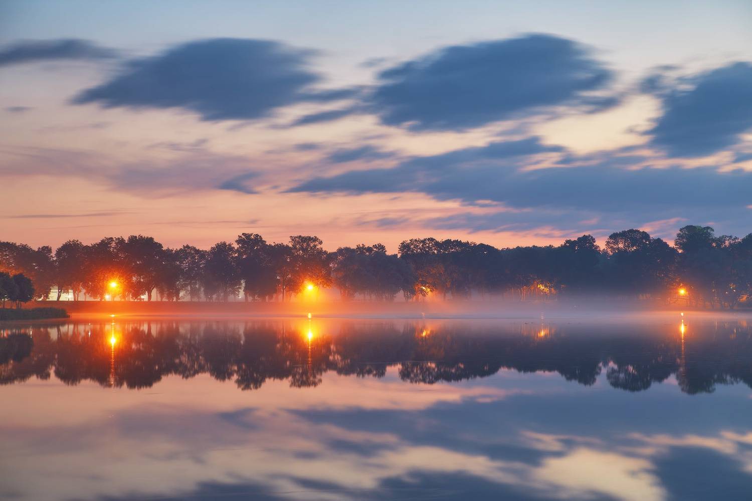 беларусь, июль, лето, несвиж, ночь, озеро, парк, рассвет, туман, утро, Вейзе Максим