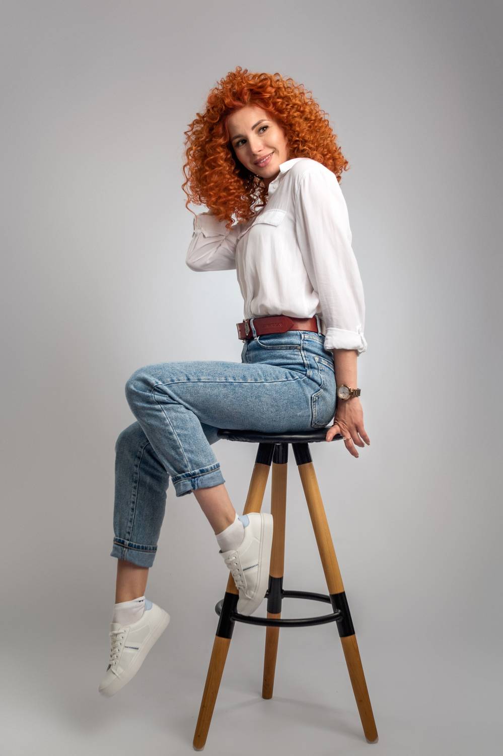 девушка, портрет, рыжая, кучерявая, Дёгтев Евгений