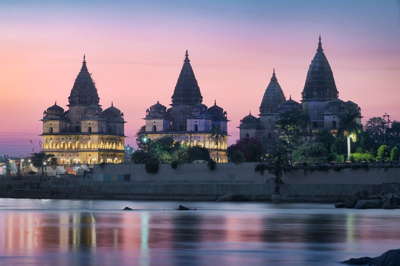 храм, индия, орчха, орча, путешествие, путешествия, азия, вечер, закат, утро, рассвет, река, india, orchha, temple, orcha, travel, asia, river, evening, sunset, morning, sunrise Древние храмы Орчхи / Temples of Orchha фото превью