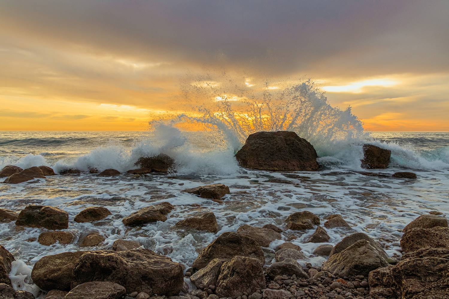 закат море скалы шторм Крым Алупка, Владимир Баранов