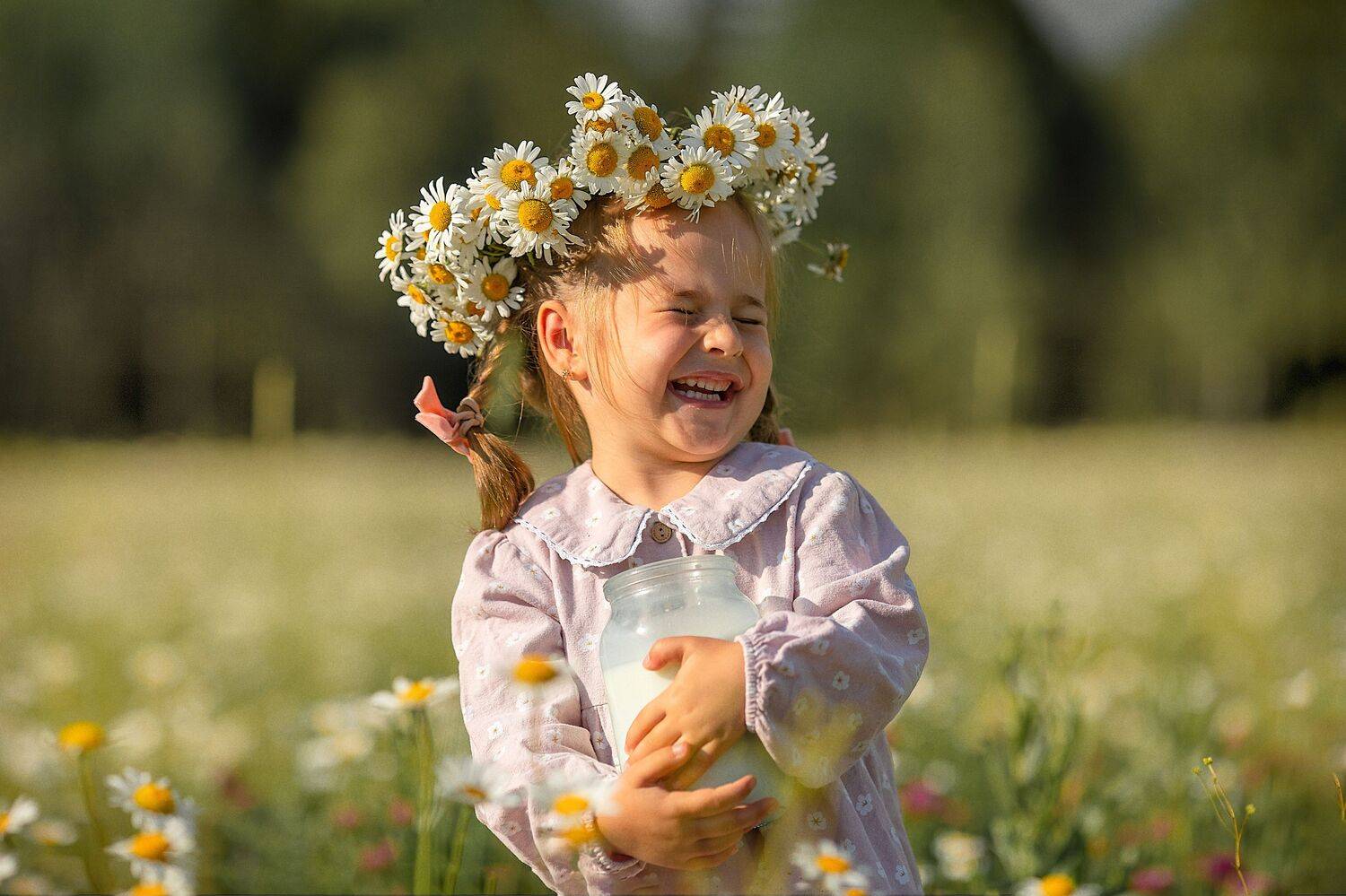 дети, лето, ромашки, молоко, детская фотосессия, Ирина Ларина