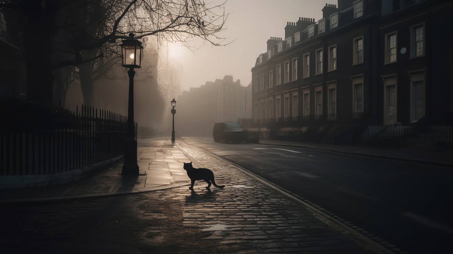 кот, утро, туман, европа, великобритания, лондон, Алексей Ермаков