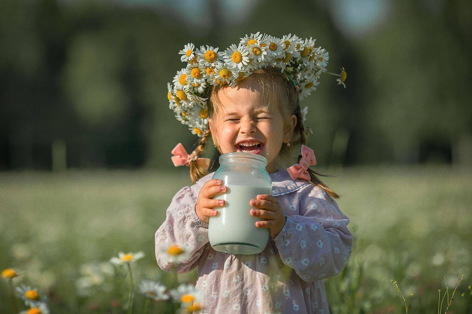 дети, лето, ромашки, молоко, детская фотосессия, Ирина Ларина