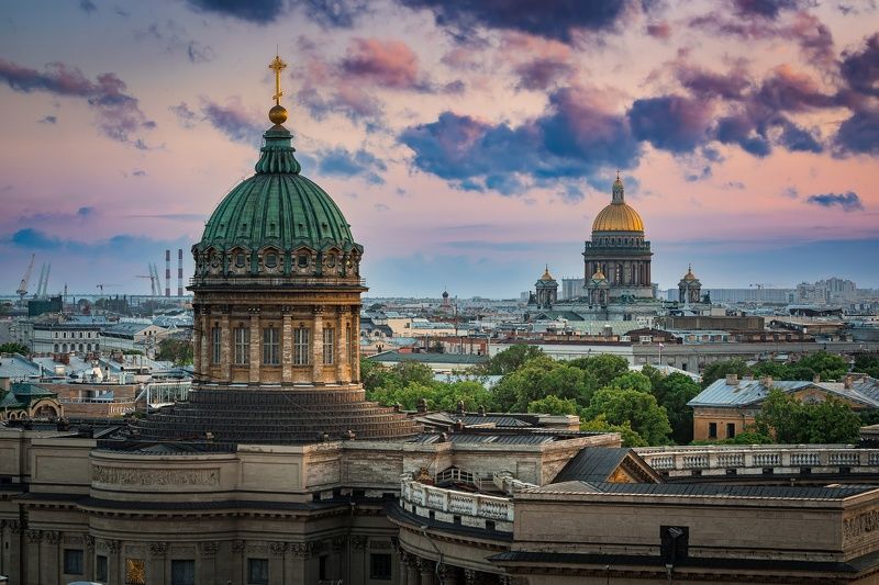 санкт-петербург, питер, закат Закат над городом фото превью