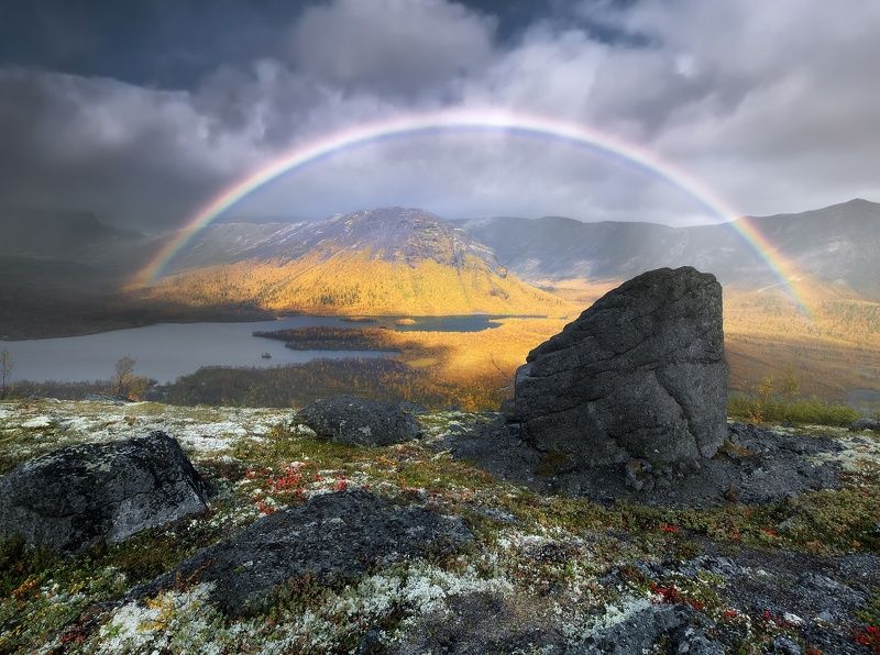 кольский, мурманская, хибины, вудъявр, радуга, осень, озеро Радуга над Малым Вудъявром фото превью
