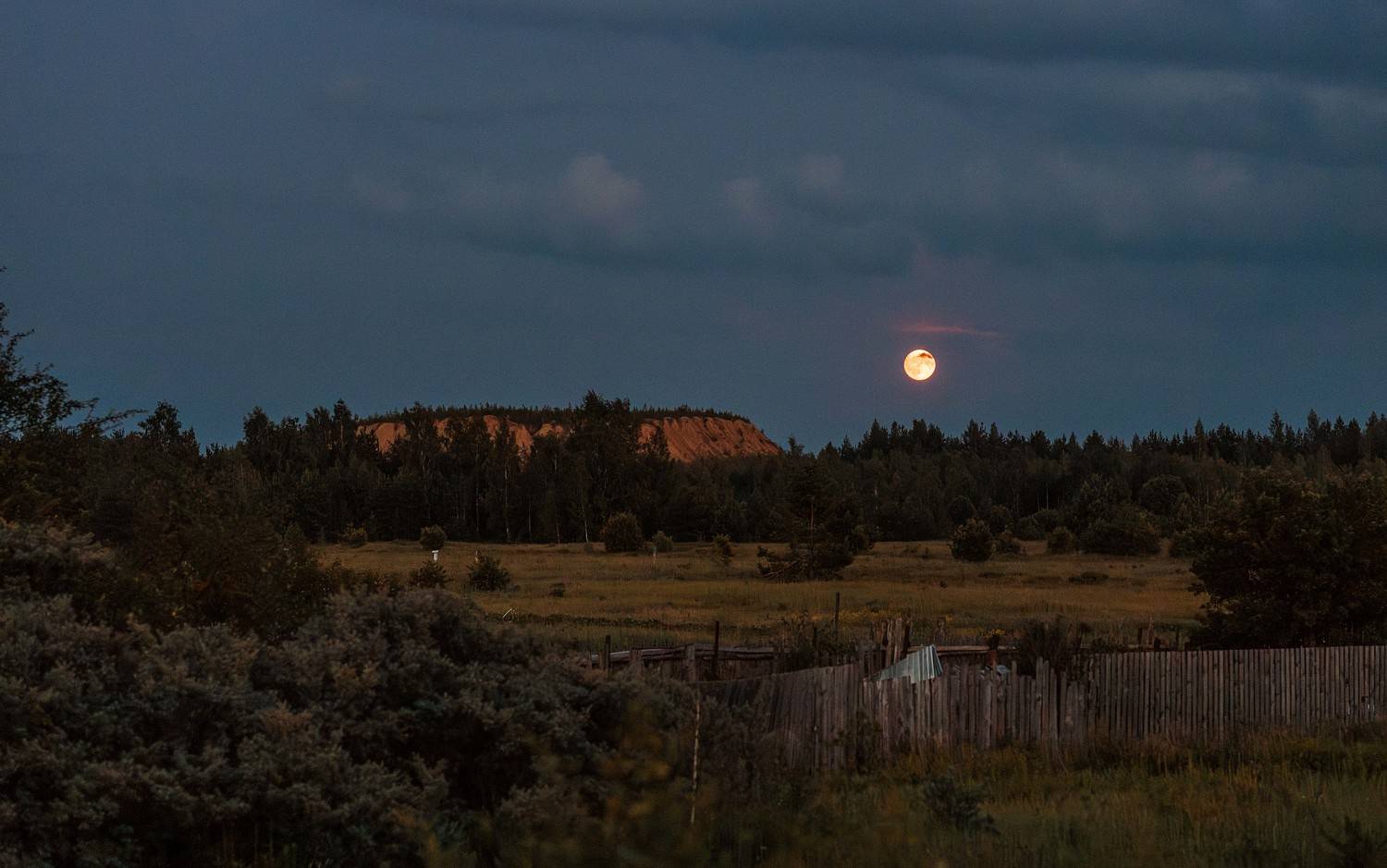 пейзаж, лето, луна, ночь, landscape, summer, moon, night, Владимир Васильев