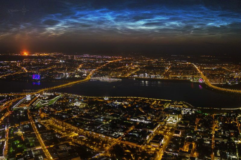 серебристые облака, ночь, аэрофото Свет земной и небесный фото превью