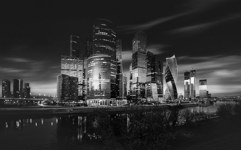 ночь, москва-сити Вид на Москва-сити фото превью