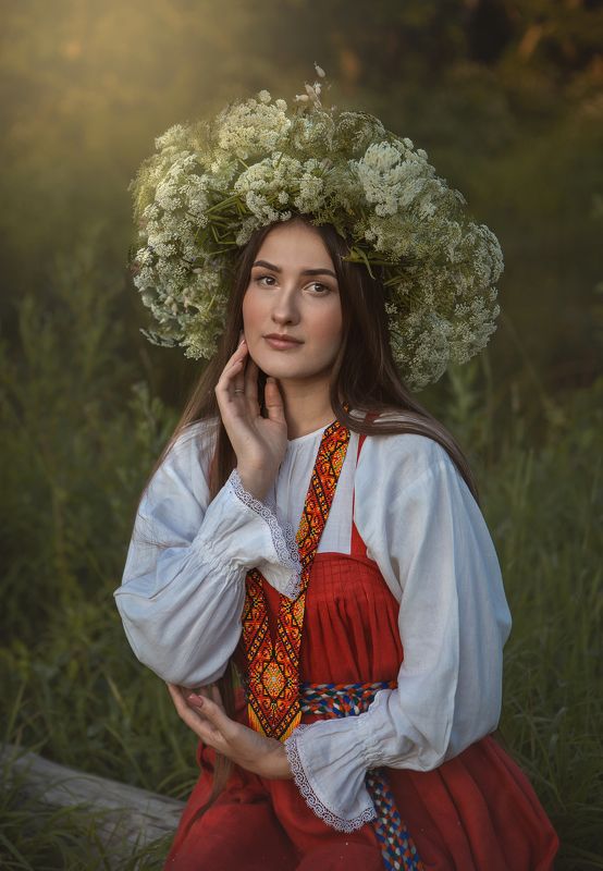 девушка цветы поле любовь солнце лето красота счастье мечты красавица фотография Иван Купала фото превью