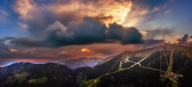 storm, cell, mountains, sky, clouds, sunset Storm cell фото превью