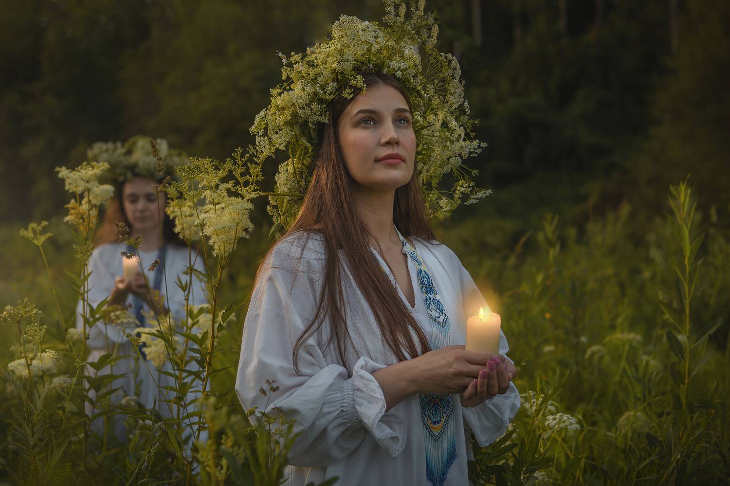 девушка цветы поле свеча венок любовь солнце лето красота счастье мечты красавица фотография, Шепелева Татьяна