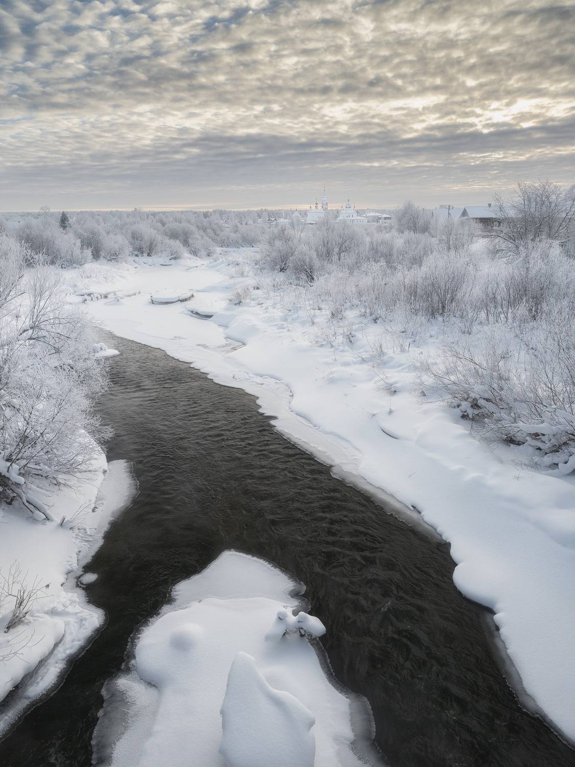 зима снег река церковь,  Алексей