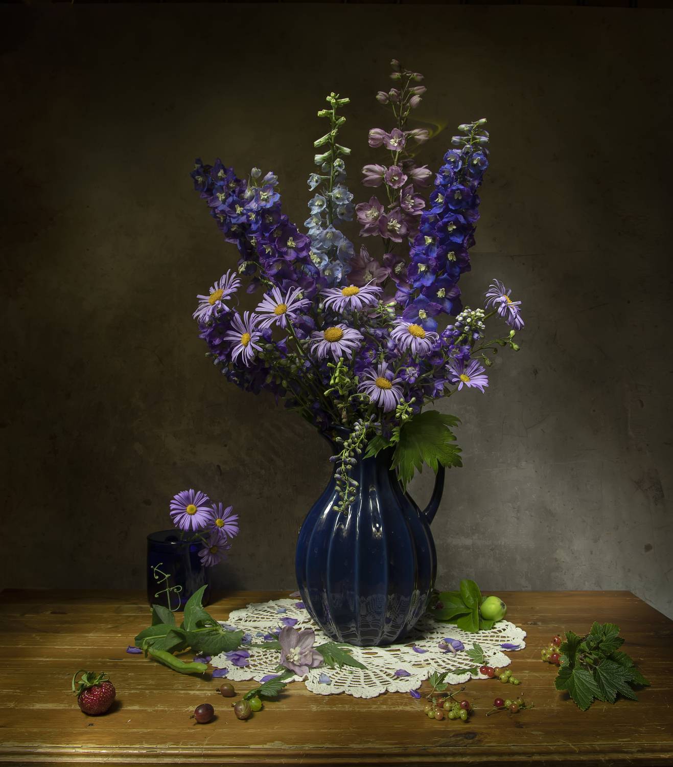 натюрморт, дельфиниум, ромашки, Татьяна Феденкова