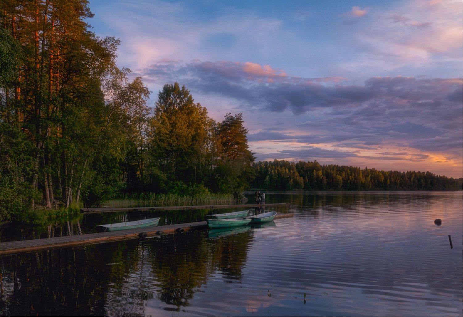 озеро причал лодки облака, Вера Петри