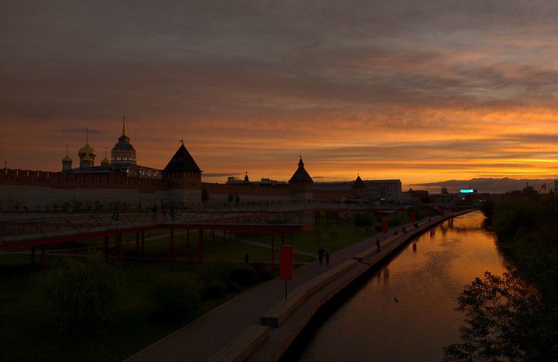 закат, город, вечер, лето Тула вечерняя фото превью