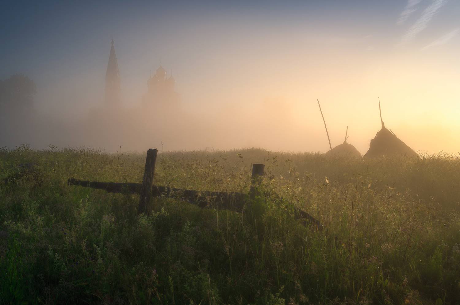 храм, рассвет, туман, осенево, Левыкин Виталий