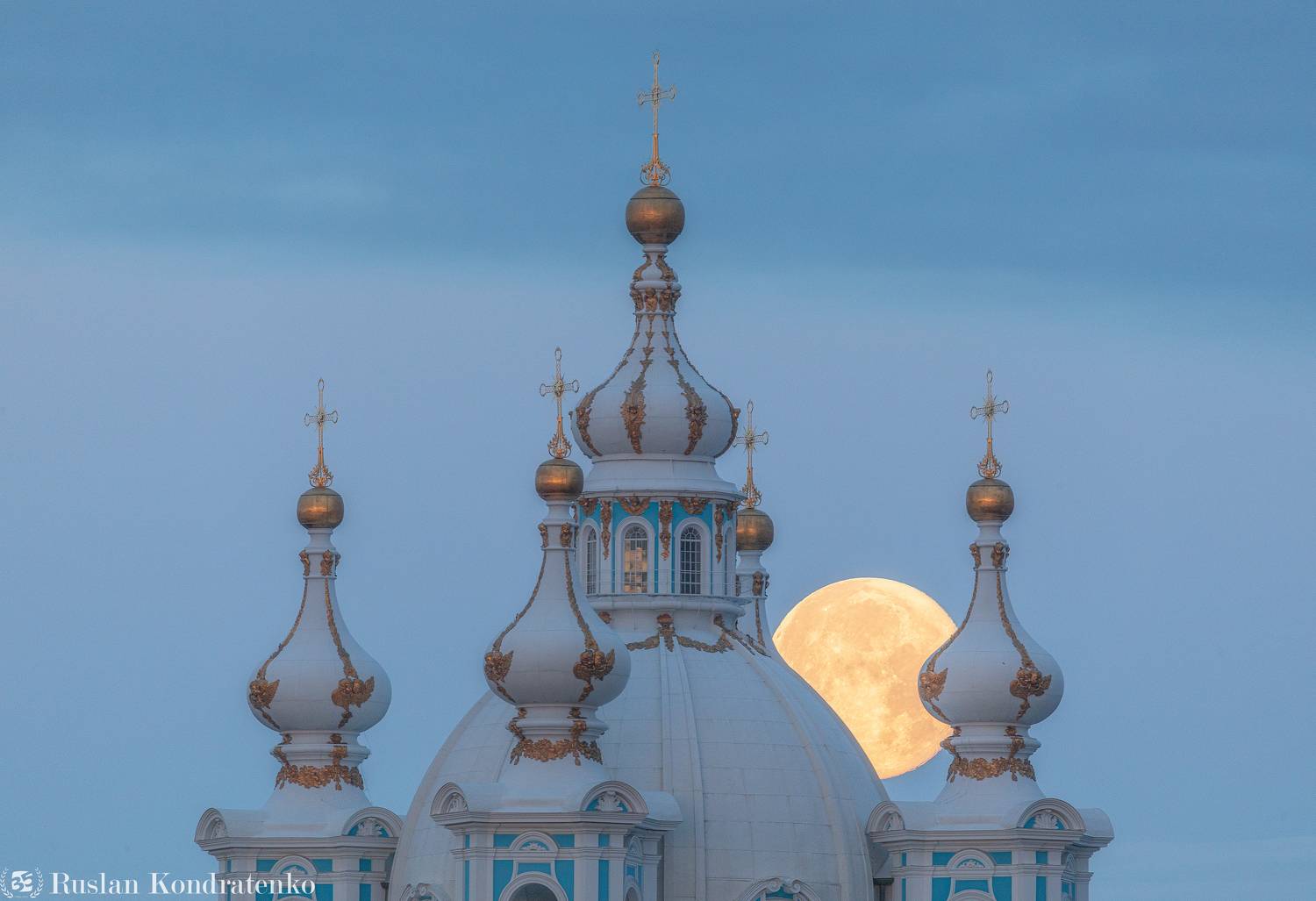 санкт-петербург, прострел, смольный собор, луна, полнолуние, Кондратенко Руслан