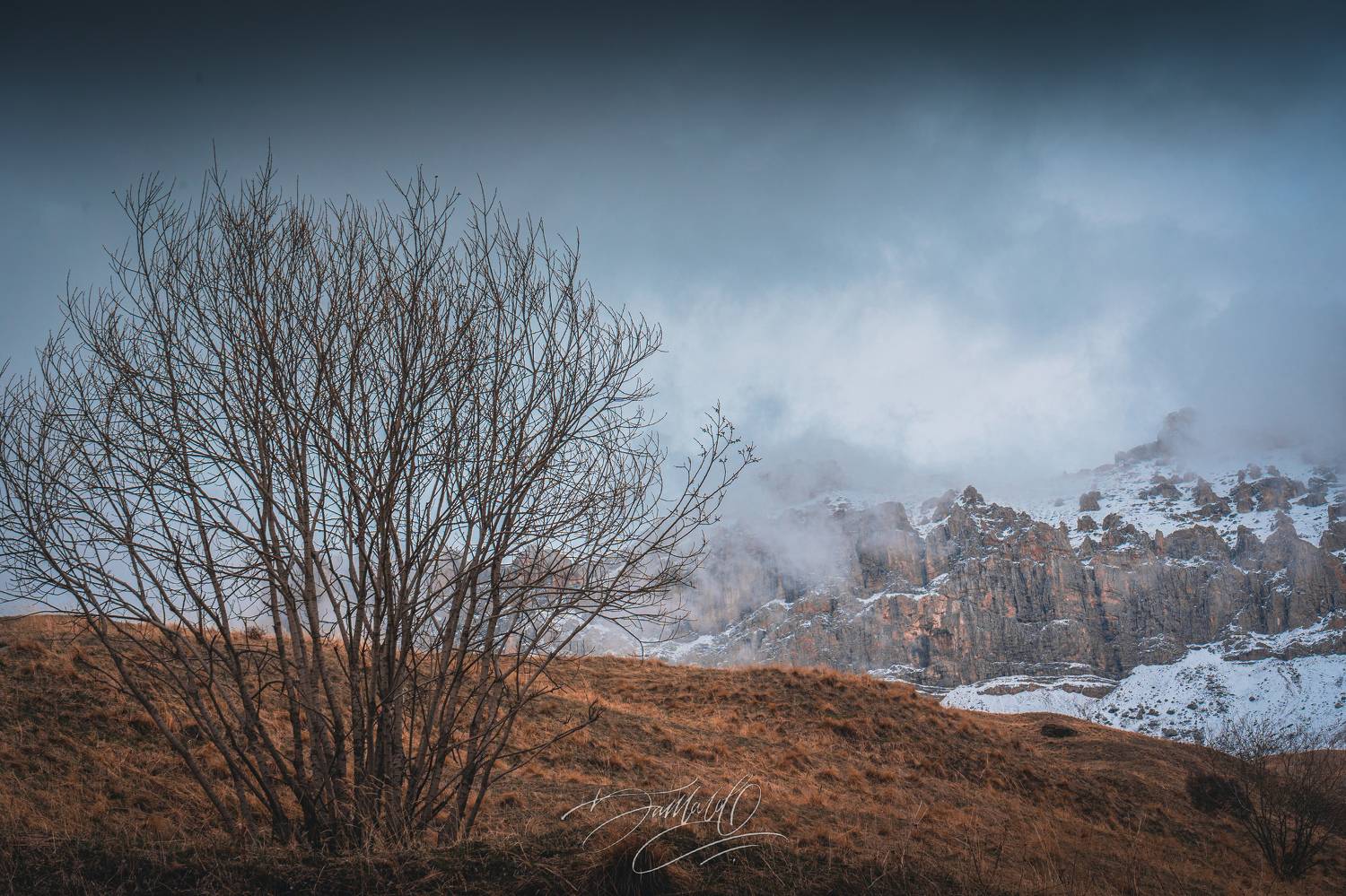 горы, зима, дерево, снег, природа, осетия, природа осетии, кавказ, россия, горы россии, осень, Батагов Сармат