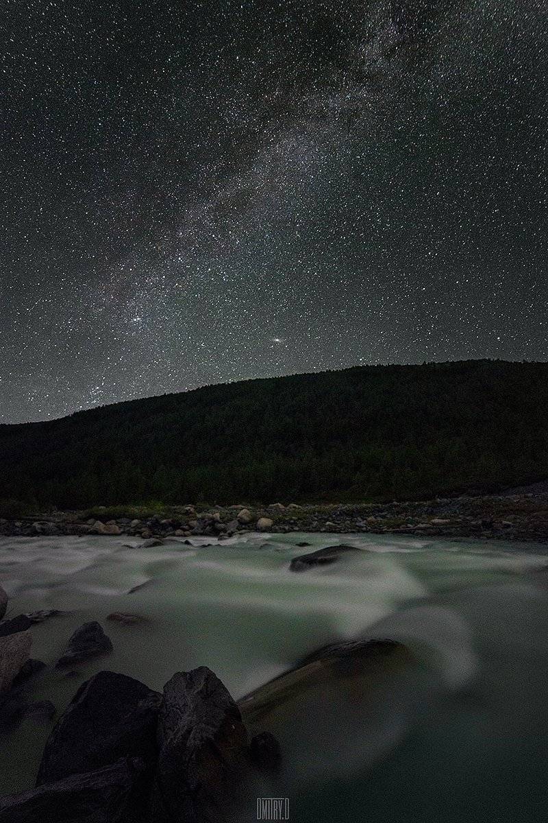 Алтай, Горный алтай, Звезды, Млечный путь, Ночь, Пейзаж., Река, Дмитрий Доронин