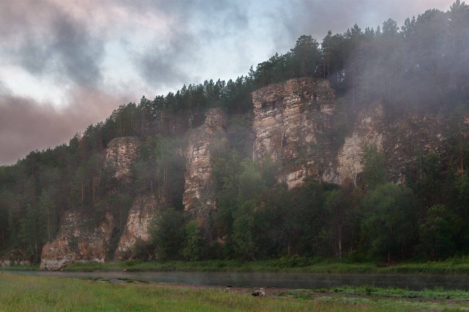 Башкирия, Горы, Рассвет, Река, Скалы, Туман, Урал, Утро, Юрюзань, Михаил Туркеев