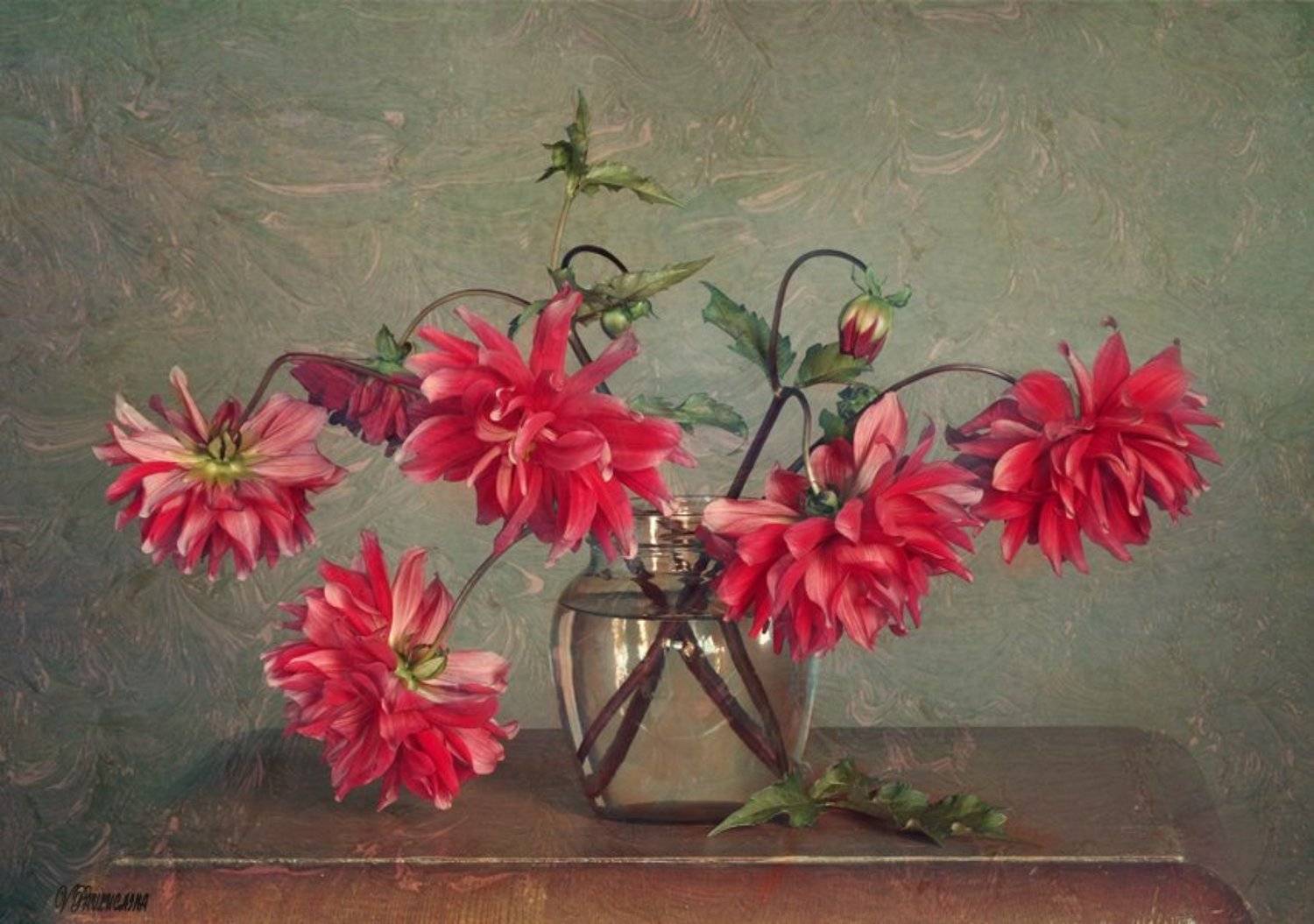 Букет красивых георгин, Букет красивых цветов, Красные георгины, Вера Павлухина
