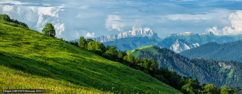 пейзаж, горы, тхач, лето, скалы, заповедник, панорама, кавказ, zubrphoto В летних красках. фото превью