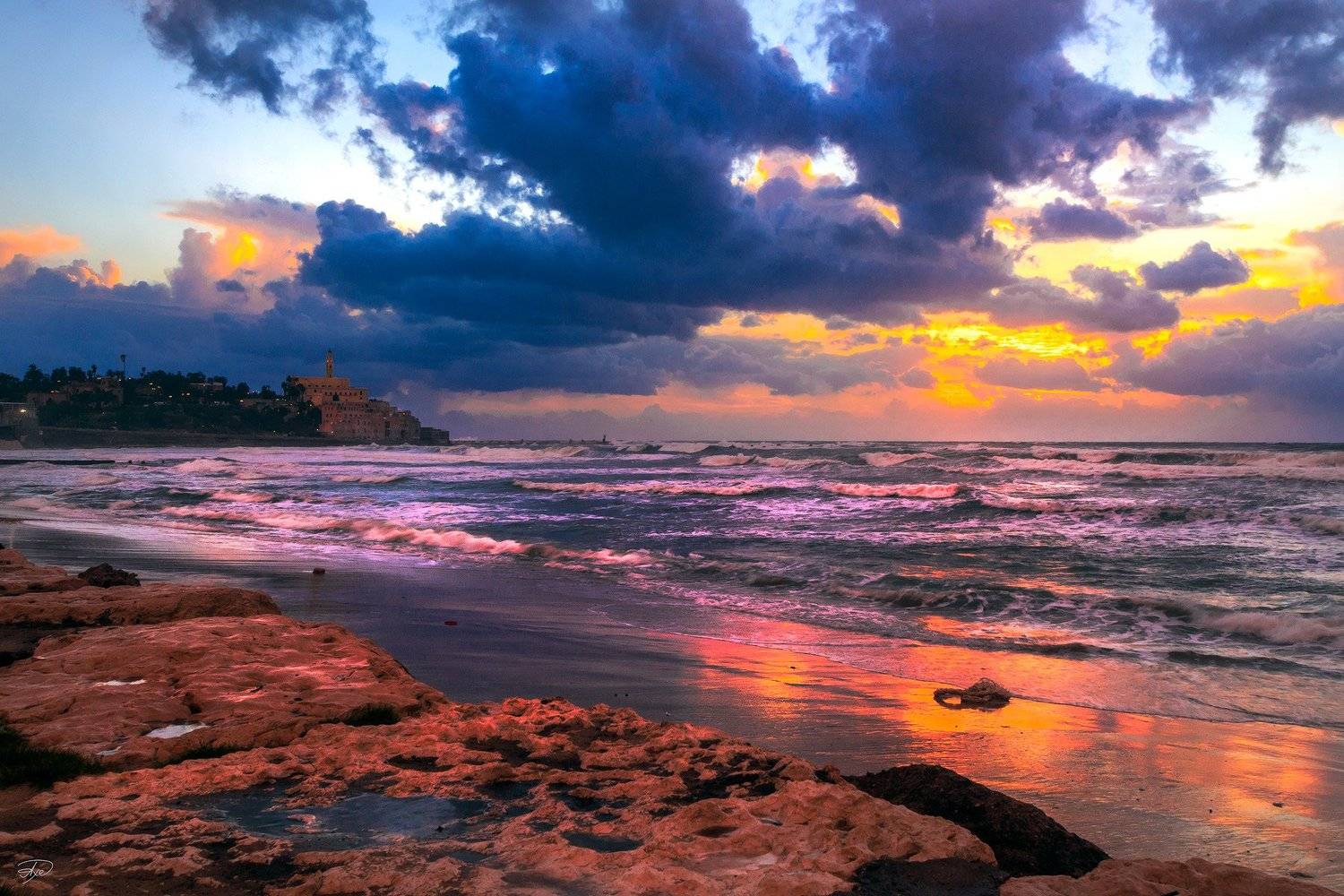 Cityscape, Colors, Landscape, Old jaffa, Sea, Sunset, Tel-aviv, Руслан Болгов (Axe)
