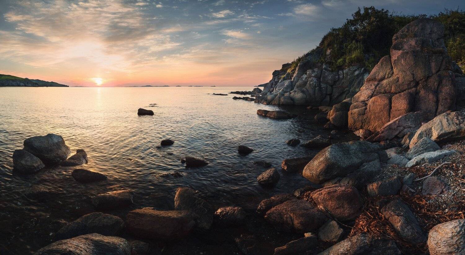 Восход, Камни, Море, Скалы, Солнце, Утро, Андрей Кровлин