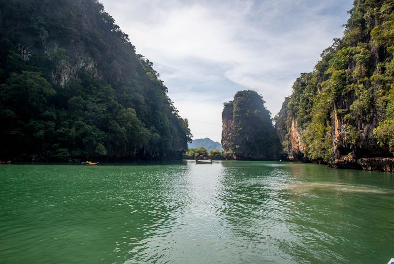water, landscape, seascape, rocks, green, Thailand Green water фото превью