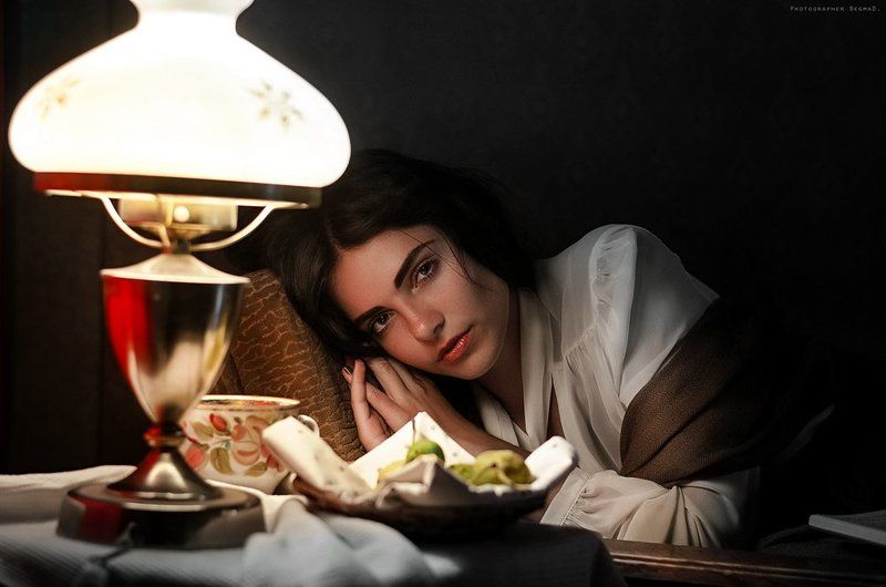 50mm, Beautiful, BegmaD, Eyes, Girl, Nikon, Photo, Photoshop, Portrait, Sexy, Soft light, Девушка, Красивая, Портрет, Свет лампы, Фотография Уютный вечер фото превью