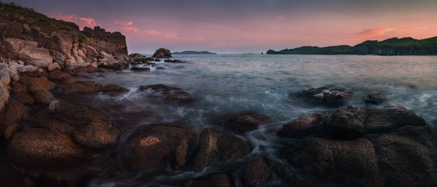 Вечер, Камни, Море, Небо, Панорама, Скалы, Андрей Кровлин