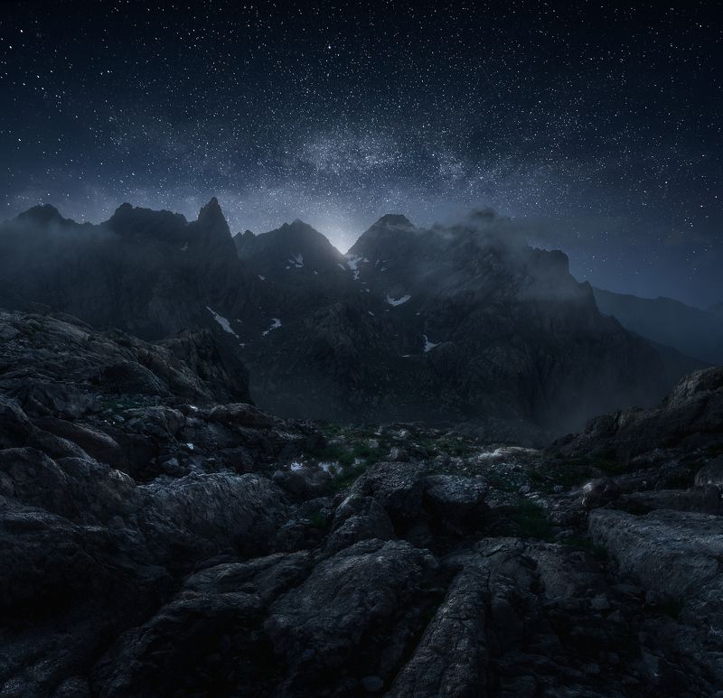 грузия, озеро, горы, оходже, тобаварчхили, кавказ Ночь на озере Оходже фото превью